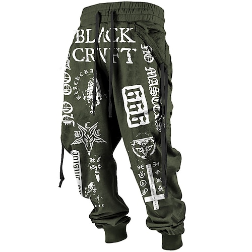 Buchstabe Totem Vintage Abstrakt Herren 3D-Druck Jogginghose Trainingshose Jogginghose Jogger Hosen Hose Outdoor Strasse Casual Polyester Schwarz Marineblau Braun S M L Mittlere Taillenlinie Image