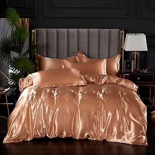 Fleckseide Bettbezug Bettwäsche-Sets Bettbezug mit 1 Bettbezug oder Bettdecke, 1 Blatt, 2 Kissenbezüge für Doppelbett/Königin/König (1 Kissenbezug für Zwilling/Einzelbett) Image