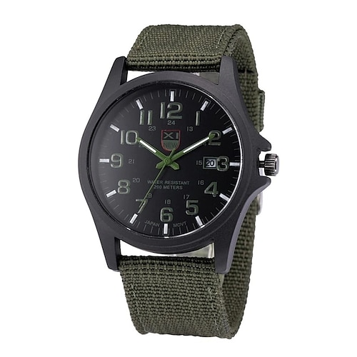 Quarz-Uhr Geschenk für Männer Analoge Quarz-Canvas-Armbanduhr Männer Freizeit Auto Datum Quarz Uhr Militär Armee Grün Uhr Einfache Analoge Sport Herren Armbanduhr