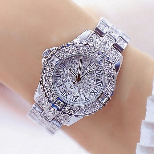 Geschenk für Frauen Quarz Uhr Diamant Chronograph modische Armbanduhr wasserdichte Dekoration Edelstahl Armband Uhr Image