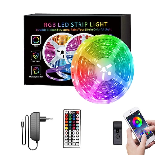 led smart strip lights 10m 20m 30m rgb music sync 12v led strip 5050 smd farbwechsel led-licht mit bluetooth controller adapter für schlafzimmer home tv hintergrundbeleuchtung diy decor Image