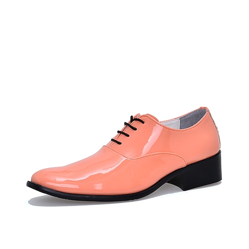 Oxford-Schuhe für Herren aus glänzendem rosa Lacklederimitat – auffällige Abendschuhe für Partys und besondere Anlässe Image