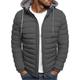 Schwarzer Hoodie für Herren Bubble Coats Puffer Plain Jacken Winter Warm Gesteppte Outwear mit Reißverschluss Leichte, gepolsterte Daunenjacke mit Kapuze Solide Jacken Dicker Mantel Winterjacke Winddicht Klettern Angeln