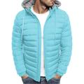 Schwarzer Hoodie für Herren Bubble Coats Puffer Plain Jacken Winter Warm Gesteppte Outwear mit Reißverschluss Leichte, gepolsterte Daunenjacke mit Kapuze Solide Jacken Dicker Mantel Winterjacke Winddicht Klettern Angeln