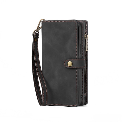 Handy Hülle Handyhüllen Für iPhone 15 14 Pro Max Plus 13 12 11 Pro Max Brieftaschenhülle Mit Ständer Magnetisch Reisverschluss Einfarbig PU-Leder Image