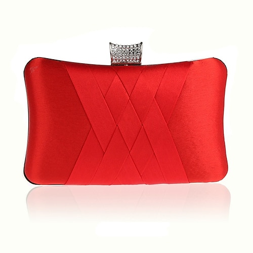 Abend-Clutch aus Satin für Damen – elegante lila Handtasche mit Strassverschluss für Hochzeiten, Partys und formelle Anlässe
