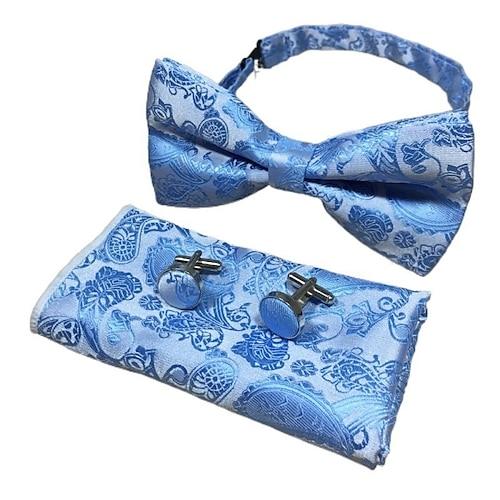 Herren Krawatten Fliege Einstecktuch Manschettenknöpfe Sätze Fliege Geschenkbox Büro Hochzeit Gentleman Jacquard