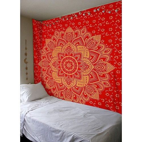 Mandala Bohemian Wandteppich Kunst Dekor Decke Vorhang hängen zu Hause Schlafzimmer Wohnzimmer Wohnheim Dekoration Boho Hippie psychedelische Blumenblume Lotus Indianer Image
