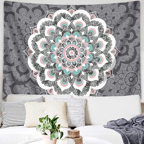 Mandala Bohemian Wandteppich Kunst Dekor Decke Vorhang hängen zu Hause Schlafzimmer Wohnzimmer Wohnheim Dekoration Boho Hippie psychedelische Blumenblume Lotus Indianer Image