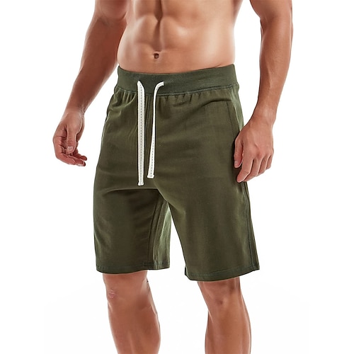 Herren Sweat-Shorts Shorts Trainingsshorts Freizeitshorts Tasche Kordelzug Elastischer Bund Einfach Komfort Atmungsaktiv Knielang Lässig Täglich Ferien Sport Mode Rauchgrau Schwarz Mikroelastisch Image