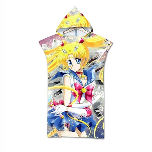 Strandtuch mit Kapuze für Erwachsene, Wickeltuch, Badetuch, Poncho, Decke zum Strand, Surfen, Schwimmen, Baden, Wickeln Image