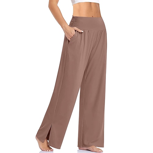Loungewear-Hosen für Damen, reine Farbe, Sport, schlicht, bequem, für Zuhause, Alltag, Urlaub, lange Hosentasche, Sommer, Frühling Image