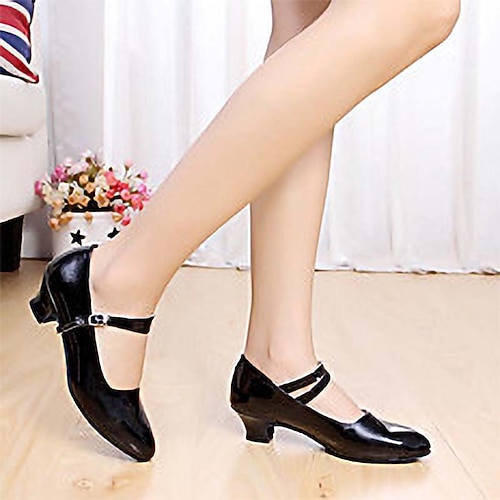 Silbermetallische Ballsaal-Tanzschuhe für Damen, Mary-Jane-Pumps mit niedrigem Kitten-Heel-Riemen für anmutiges Tanzen Image