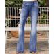 Damen Flare Low-Rise Jeans Bootcut Jeans in voller Länge Weites Bein Mikroelastisch Hohe Taille Mode Lässig Alltag Hellblau Schwarz S M