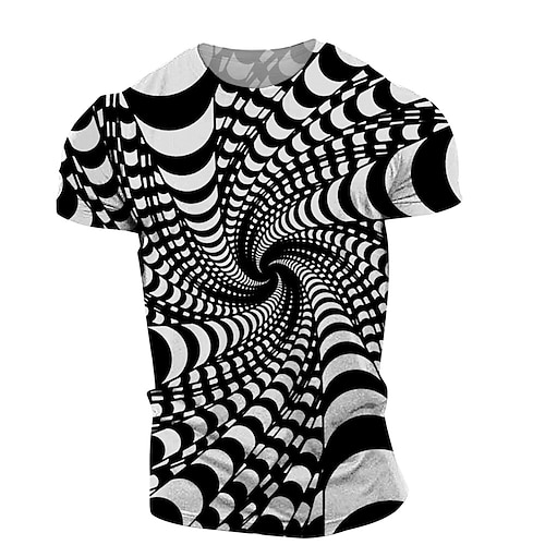 Herren Grafik 3D Hemd T Shirt Kurzarm T-Shirt Rundhals Hemd Streetwear Übertrieben Lässig Schwarz Hellgrün Rosa Sommer Bekleidung Übergröße S M L XL XXL 3XL Image