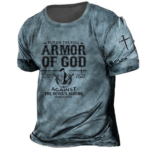 Herren Unisex Templer Kreuz Buchstabe Grafikdrucke T Shirt Verwaschenes T-Shirt Kurzarm T-Shirt 3D-Druck Rundhalsausschnitt Hemd Vintage Sport Designer Outdoor Straße Täglich Blau Rote Braun Sommer Image