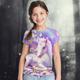 Kinder Mädchen T-Shirt T-Shirt Kurzarm Pferd Einhorn Regenbogen 3D-Druck Grafik Tierdruck Regenbogen Kinder Tops Sommer aktiv süß kausal 2-13 Jahre