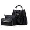 3-teiliges Handtaschen-Set für Damen – rosa Tragetasche aus Kunstleder, Umhängetasche und Clutch mit Kette und Quastendetail für den eleganten und lässigen Gebrauch