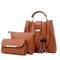 3-teiliges Handtaschen-Set für Damen – rosa Tragetasche aus Kunstleder, Umhängetasche und Clutch mit Kette und Quastendetail für den eleganten und lässigen Gebrauch
