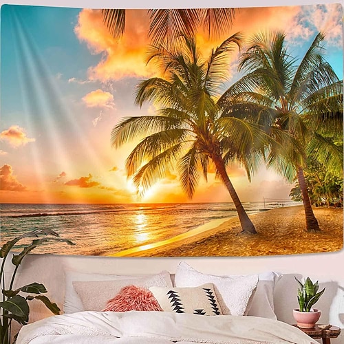 Wandteppich Strand hängende Tapisserie Wandkunst große Tapisserie Wandbild Dekor Foto Hintergrund Decke Vorhang Zuhause Schlafzimmer Wohnzimmer Dekoration Wandtuch XXL Natur Image