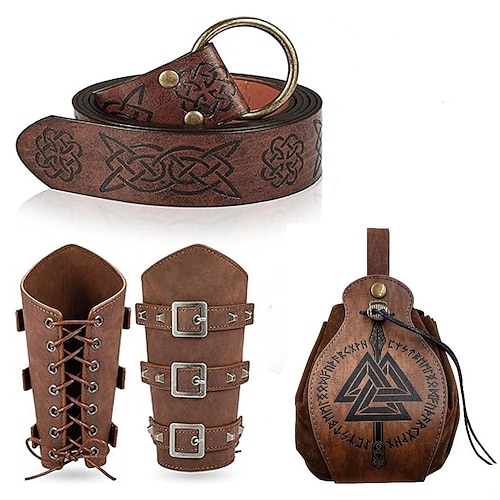 Retro Vintage Mittelalterlich Steampunk Taillengürtel Schwertscheide Gürteltasche Pirat Wikinger Ranger Elfen Kostüm Unisex Keltisch Vikinger Halloween Karneval Leistung Party LARP Erwachsene Tasche Image