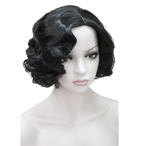 Flapper Perücke 1920er Flapper Frisuren Perücke für Frauen Fingerwelle Retro Stil Kurze Synthetische Perücke Cosplay Halloween Perücken Image