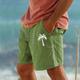 Coconut Tree Herren-Baumwoll-Shorts, Sommer-Hawaiian-Shorts, Strand-Shorts, bedruckt, Kordelzug, elastische Taille, atmungsaktiv, weiche Shorts, lässig, täglich, Urlaub, Streetwear