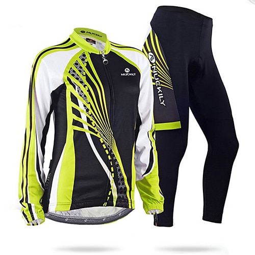 Nuckily Damen Langarm Fahrradtrikots mit Fahrradhosen Weiß Schwarz Blumen Pflanzen Fahhrad Sportkleidung Windundurchlässig Atmungsaktiv Anatomisches Design Reflexstreiffen Tasche auf der Rückseite Image