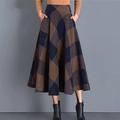 Damen Schaukel Arbeitsröcke Langer Rock Maxi Hoher Taillenbund Röcke Tasche Bedruckt Geometrisch Plaid Schottenstoff Kariert Büro / Geschäftlich Casual Herbst Winter Polyester Baumwollmischung Basic