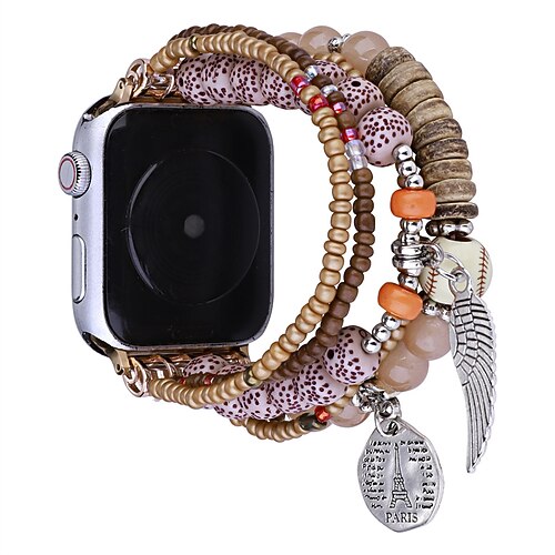Handgemachtes geflochtenes Seil Kompatibel mit Apple Watch Armband 38mm 40mm 41mm 42mm 44mm 45mm 49mm Damen Perlenbesetzt Boho Glasperlen Ersatzarmband für iwatch Ultra 2 Series 9 8 7 SE 6 5 4 3 2 1 Image