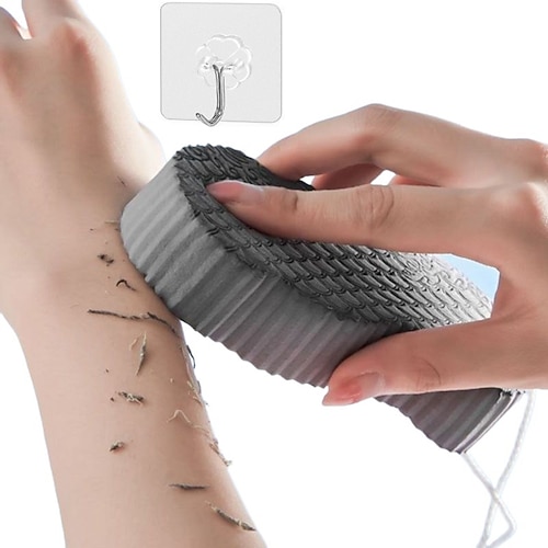 Badekörper Duschschwamm Peeling mit selbstklebendem Haken Spa Peeling Peeling abgestorbene Hautentferner für Erwachsene Kinder Elastizität wiederverwendbare Duschbürste Hautreiniger Image