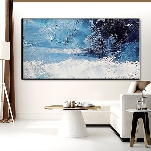 reines handgemaltes Sonnenuntergang-Meer-Himmel-Ozean-Strand-Landschaft bunte abstrakte Wandkunst extra großes Panorama-Ölgemälde auf Leinwand Image