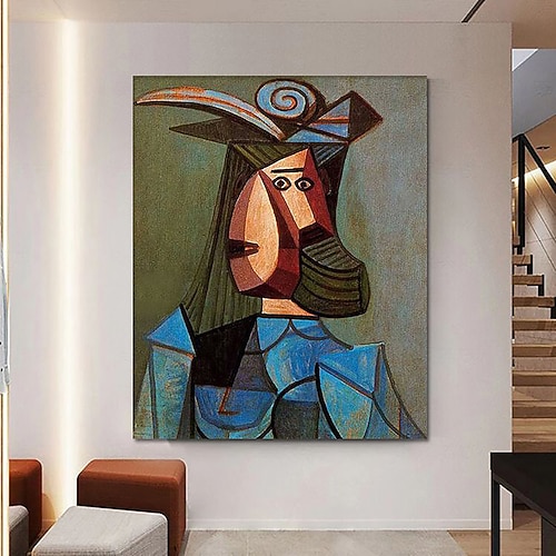 Handgemaltes Picasso-Ölgemälde, Picasso-Gemälde, abstraktes figuratives Wandkunstbild, handgefertigtes Gemälde, Kunstwerk für Heimdekoration, Wohnzimmer, Schlafzimmer, gerollte Leinwand, ohne Rahmen Image