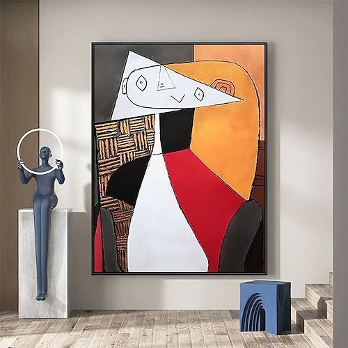 Handgemaltes Picasso-Ölgemälde, Picasso-Gemälde, abstraktes figuratives Wandkunstbild, handgefertigtes Gemälde, Kunstwerk für Heimdekoration, Wohnzimmer, Schlafzimmer, gerollte Leinwand, ohne Rahmen Image