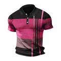 Herren Waffel-Poloshirt Golfhemd Casual Verabredung Kargen Kurze Ärmel Modisch Kariert / Gestreift / Chevron Bedruckt Sommer Dry-Fit Gelb Rosa Rote Blau Violett Orange Waffel-Poloshirt