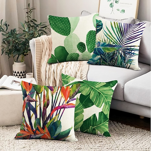 Kissenbezug 1pc weicher dekorativer quadratischer Kissenbezug Kissenbezug Kunstleinen Kissenbezug für Sofa Schlafzimmer überlegene Qualität maschinenwaschbar 1er Pack für Sofa Couch Bett Stuhl grün Image