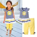 Set di vestiti 2 pezzi 1-8Y Toddler Kids Girls abbigliamento estivo girasole Daisy t-shirt a righe