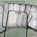 5 pezzi schermo anteriore in vetro esterno + OCA per iPhone 16 Pro X Xs Xr 11 12 13 14 15 Pro Max Plus schermo touch panel vetro cavo Lamina