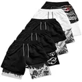 Y2K Gothic Punk Skull Print 2 in 1 pantaloncini per uomo palestra Athletic Performance Shorts con