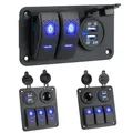 12V 24V Pannello interruttori per auto 2/3 Gang Luce impermeabile Controllo a levetta Voltmetro digitale Doppio caricabatterie USB Porte Combinazione di prese
