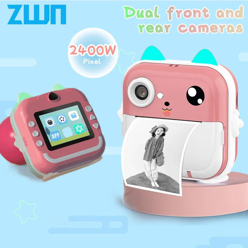 Bambini 1080P HD Fotocamera digitale Giocattoli Stampa istantanea per bambini Fotocamera con stampa termica Stampa istantanea Foto video con scheda di memoria 32G