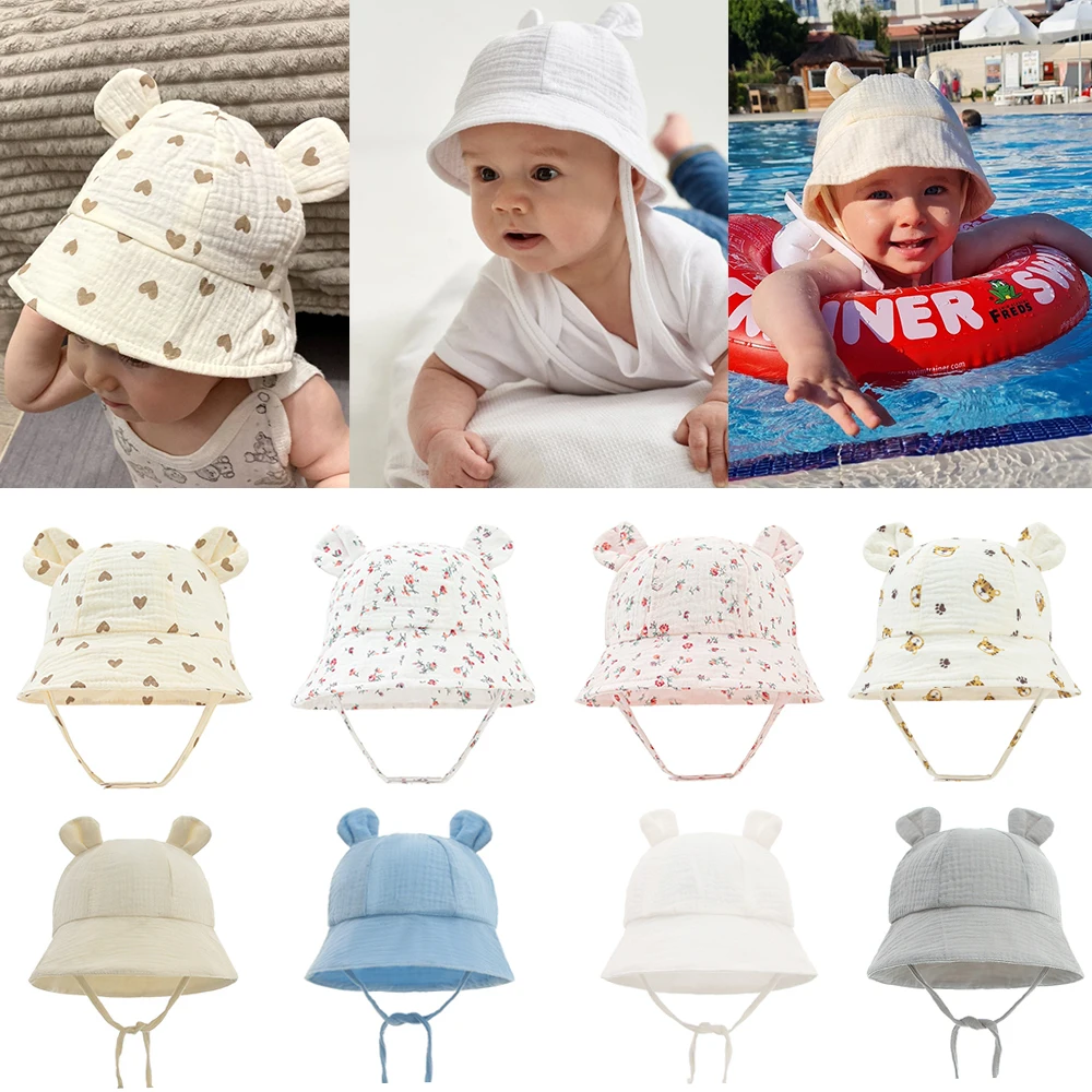 Cappello da bambino in mussola di cotone Cappello da neonato estivo Panama per bambini Cappelli da sole per bambini morbidi Ragazze Ragazzi Cappello da pescatore Accessori Bambini 3-12M