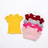 0-4Y vestiti per neonati per neonati t-shirt per neonate in maglia scava fuori top a maniche corte