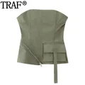 TRAF 2023 Top da donna con spalle scoperte Crop Top donna corsetto Tube Top donna Y2K Backless Sexy