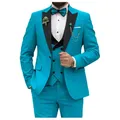 Abiti da uomo Slim Fit doppio petto sposo formale Business maschile Blazer Set Peak risvolto festa