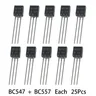 50 pz Transistor BC547 BC557 ogni 25 pz Kit Transistor bc557 bc547 Transistor NPN PNP Kit