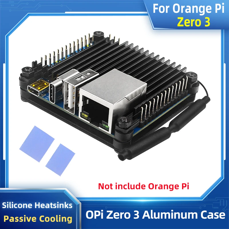 Orange Pi Zero 3 Custodia in alluminio Custodia di raffreddamento passivo in metallo Dissipatore di calore in silicone per scheda OPI Zero 3 1 2 4GB