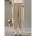 ZANZEA Fashion Streetwear pantaloni estate donna Harem Pant elastico in vita tinta unita pantaloni