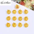 KISS&FLOWER 24KT Gold Pendant Charm For Necklace Bracelet 12 Zodiac Animals Snake Dragon Rabbit DIY