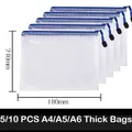 5/10 PCS A4/A5/A6 Mesh Zipper Pouch Document Bag Waterproof Zip File Folders Pencil Case Storage